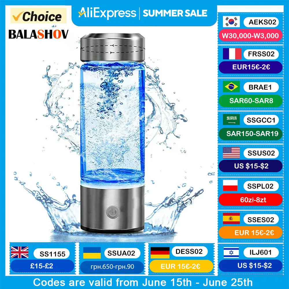 Hydrogen-Rich Water Cup Portable Electric Hydrogen Rich Water Generator Bottle Titanium Quality Filter Healthcare Water Cup USB